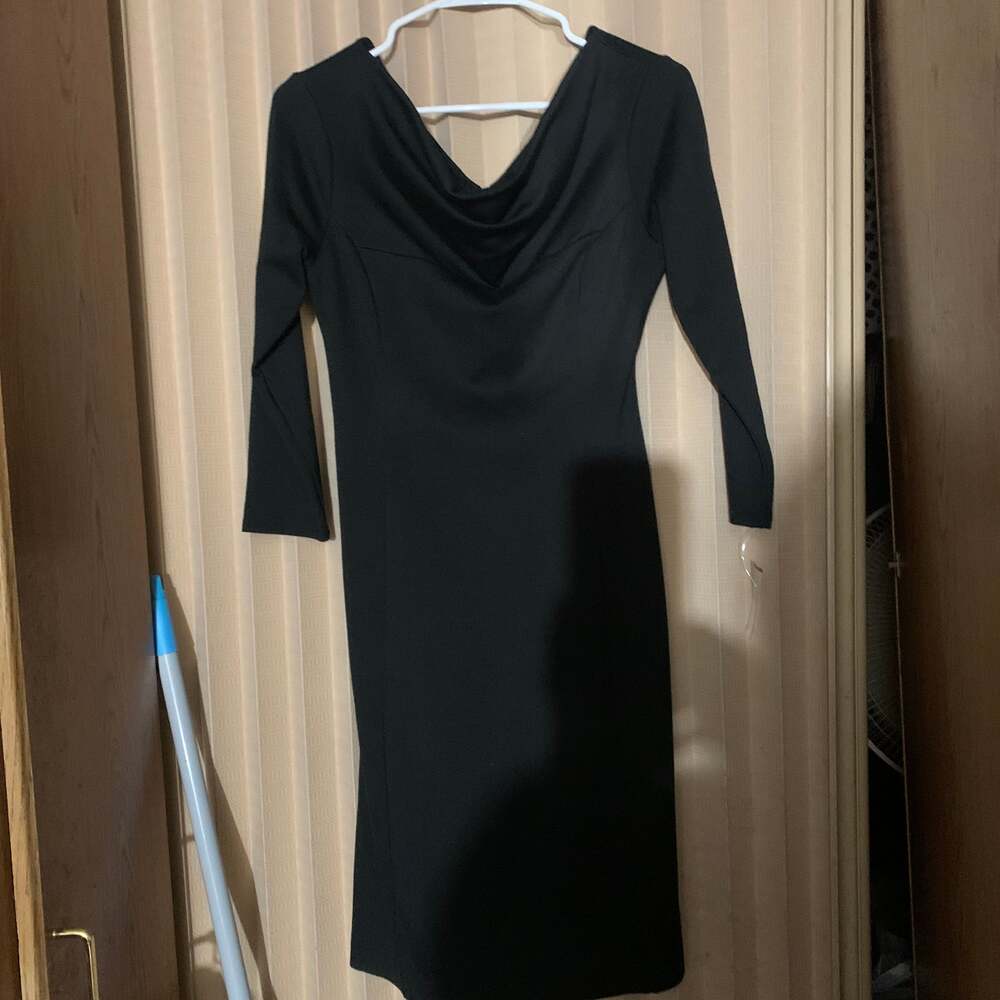 Ann Taylor Black Cowl Neck Sleeveless Sheath Dress